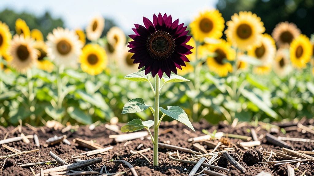 Dark Purple Sunflowers: Dramatic Height and Pollinator Magnet Canopy